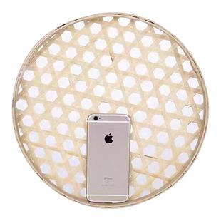 竹编有孔圆形簸箕手工编织竹筛子粗孔装饰竹匾竹制晾晒家用晒盘