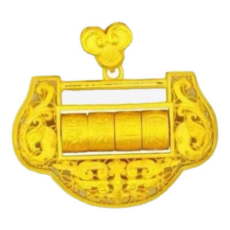 金店同款岁岁平安金锁吊