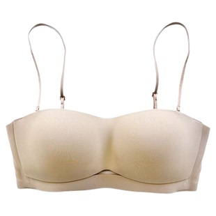 古妃无痕防滑无肩带内衣果冻条无钢圈防走光反重力聚拢隐形文胸罩