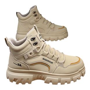 回力冬季马丁靴男士工装短靴东北户外运动高帮男鞋登山加绒雪地棉