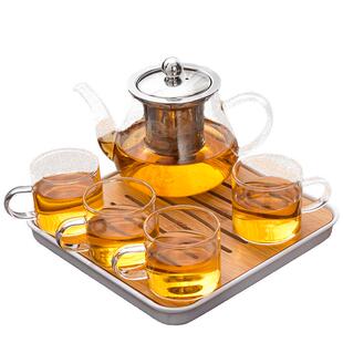 耐热玻璃茶壶单壶家用功夫茶具套装不锈钢内胆过滤茶水分离泡茶器