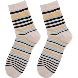 EMPOLE韩国东大门代购袜子女春秋条纹ins风网红新款吸汗棉中筒袜