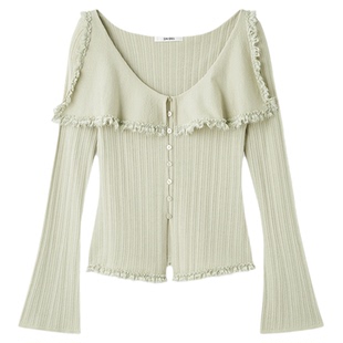 SNIDEL2026春夏新品时尚水手领蕾丝边长袖针织衫上衣SWNT261018