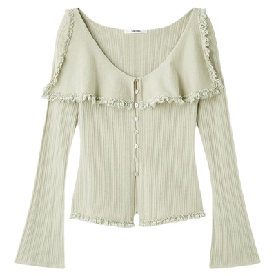 SNIDEL2026春夏新品时尚水手领蕾丝边长袖针织衫上衣SWNT261018