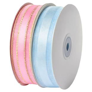 2.5厘米金边雪纱带鲜花丝带diy蝴蝶结绸带蛋糕礼物盒包装花束彩带