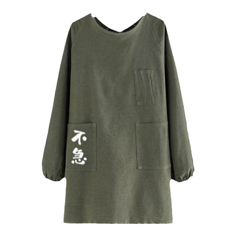 做饭围裙新款日式家用厨房长袖纯棉布透气薄款男女罩衣上班工作服