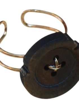 木质纽扣食指戒指小众设计感