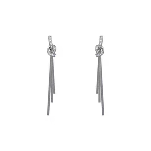 「领带」锆石绳结老钱风耳饰冷淡系耳针多流苏耳饰韩系设计感耳夹