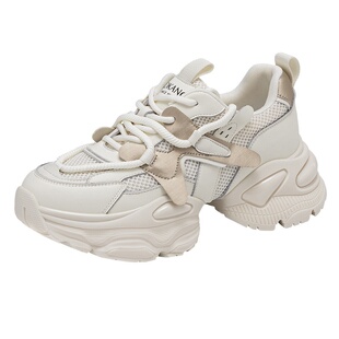 奥康女鞋 春秋季酷飒拼色厚底老爹鞋增高时尚炸街休闲鞋