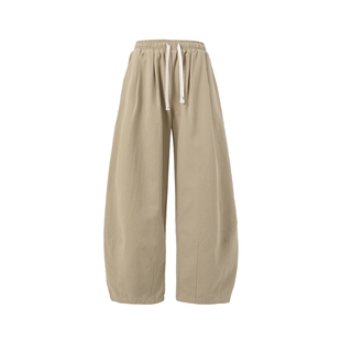 男士卡其色纯棉裤子男款春季长裤宽松直筒裤大码休闲男裤2026新款