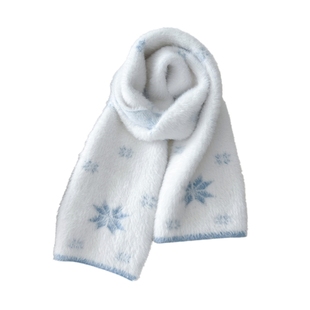 蓝色雪花韩系氛围感女冬季围巾新款保暖学生百搭可爱风毛绒围脖男