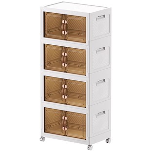 零食收纳柜家用多层免安装储物柜子可移动塑料儿童衣服折叠置物柜