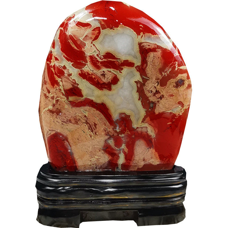 红色石头摆件天然原石红碧玉桌面室内奇石送父母创意礼品观赏石