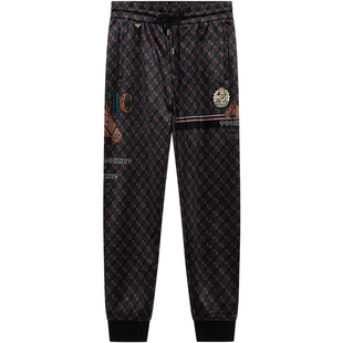 ZOUK高街休闲束脚裤子男马图案印花条纹潮牌卫裤男复古2022新款秋