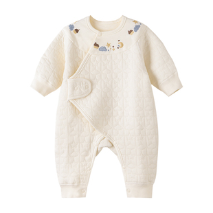 考拉蒂尔 初生婴幼儿衣服新生儿薄夹棉连体衣秋冬季宝宝保暖哈衣