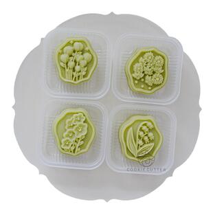 50g铃兰花中秋月饼模 郁金香绿豆糕模山茶花山药糕模雏菊花朵模具