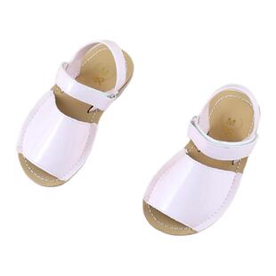 60夏季新款平底露趾皮面魔术贴时尚百搭舒适小童婴儿女凉鞋