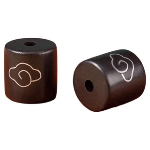 925银镶嵌祥云天然黑檀木散珠文玩配珠diy串珠手串手链绿檀木配件