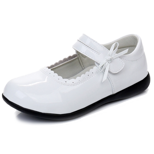 唯景女童白色皮鞋春秋新款花童软底小女孩公主鞋学生表演出儿童鞋
