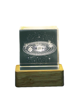 云朵太阳系方体水晶小摆件装饰品