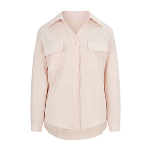 MosesQueen魔西女王粉色衬衫外套薄款防晒衬衣polo领宽松长袖上衣