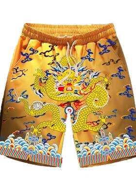龙袍宽松国潮中国风短裤五分裤