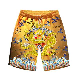 短裤男个性宽松大码休闲五分裤国潮龙袍潮流夏季透气速干沙滩裤