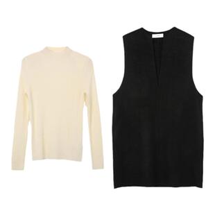 西町村屋V领羊毛背心裙套装女秋冬新款休闲百搭两件套XX9D10015