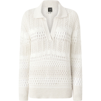 洞洞设计款V翻领针织衫