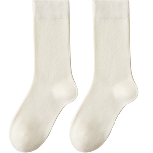 袜子女秋冬季加绒加厚保暖羊毛白色中筒袜复古堆堆配靴子冬天长袜