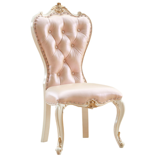 欧式餐椅实木椅子雕花家用吃饭餐厅靠背椅软包美式休闲椅书椅凳子