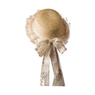 她们的故饰会原创手作蝴蝶结草帽女 夏季遮阳帽子LOLITA森女系