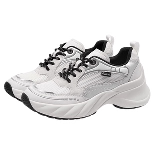 KISSCAT接吻猫春季5CM增高银色老爹鞋女网面运动跑鞋厚底休闲鞋女