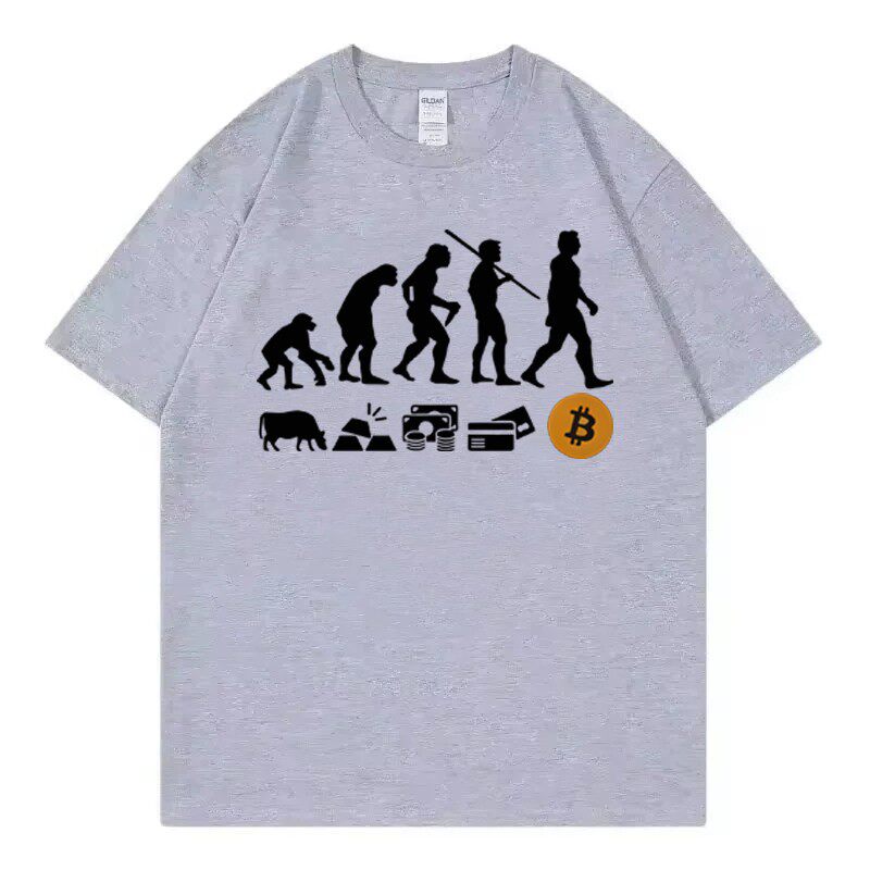 马斯克同款T恤货币进化比特币BTC短袖区块链男大码币圈定制衣服潮