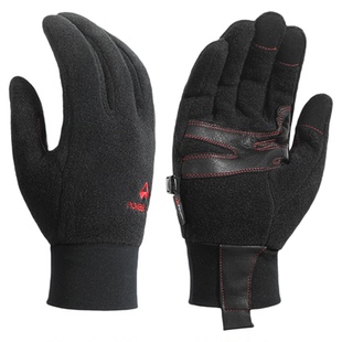 【Polartec100抓绒手套】拓路者耐磨山羊皮加绒保暖触屏手套内胆