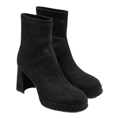 粗高跟靴子女靴短靴弹力骑士靴