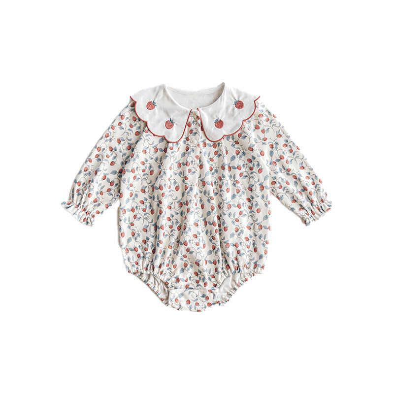 【新品】OAK FAMILY宝宝长袖包屁衣新生儿爬服娃娃领纯棉衣服