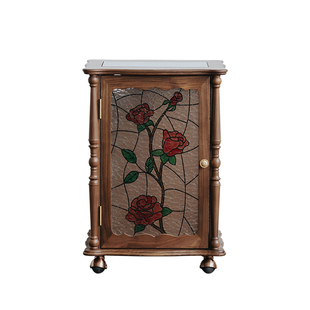 物应约瑟芬小茶水柜黑胡桃实木可移动茶台咖啡柜茶桌沙发边几角几