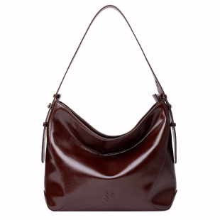 OMENTAR欧蒙特棒球hobo包女小众真皮手提单肩斜挎大容量通勤包包