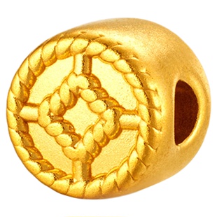 金至尊灵感魔方黄金手串女款足金路路通金葫芦猫眼小金珠DIY隔珠