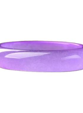 新疆冰透金丝玉手镯女款旺夫紫罗兰色玉石手镯复古中宽镯子