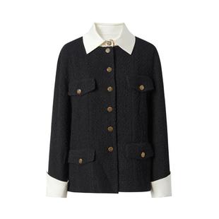 【商场同款】IMM尹默女装秋小香风假两件外套视觉叠穿花呢外套