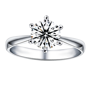 IGI人工培育钻石戒指女18K白金经典六爪50分1克拉铂金钻戒人造CVD