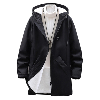 男款棉衣外套入冬季青少年过冬高中男生棉袄初中加绒风衣中长棉服