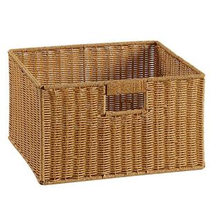 浦澜编织桌面收纳筐杂物整理箱抽屉书本零食化妆品格子储物收纳盒