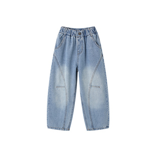 皇室童缘男童直筒牛仔裤春季2026新款儿童洋气长裤中大童百搭裤子