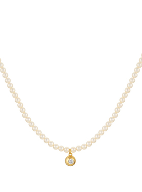 一撇一捺925银人造珍珠细颈链