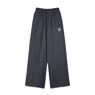 ECHOADE慵懒松弛 精选100%棉宽松利落剪裁松紧腰设计格纹休闲长裤