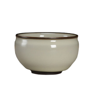 龚炳明手工陶瓷茶具哥窑铁胎开片茶杯蛋白釉主人杯龙泉市青瓷大号