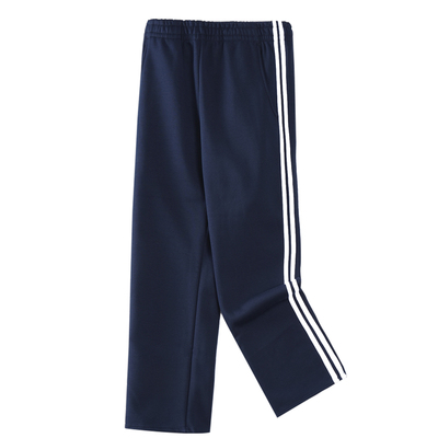 冬季加绒加厚直筒校服裤两条杠